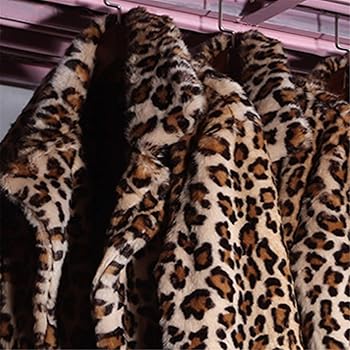 Womens Trendy Leopard Overcoat Ultra Long and Tall Faux Fur